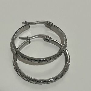 Stainless Steel Silver Plated Hoop Earrings